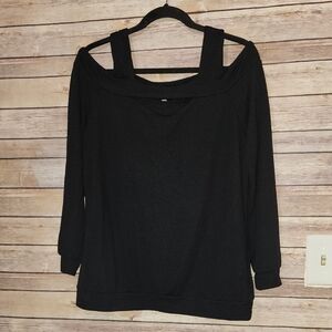 Chic Black Cotton Blend Top